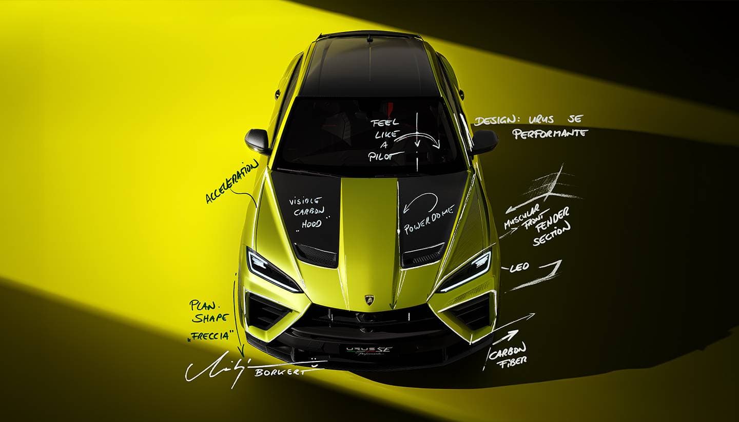 Urus SE Performante design study, front and rear light signature